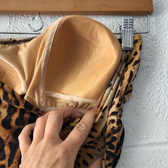 Pilpel cheetah strapless one piece swimsuit sz: 12 - Picture 7 of 8